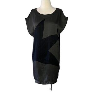 C'ARLA Du NORD Olive Black Star Shirt Moto Dress Zip Sides Size Small Punk